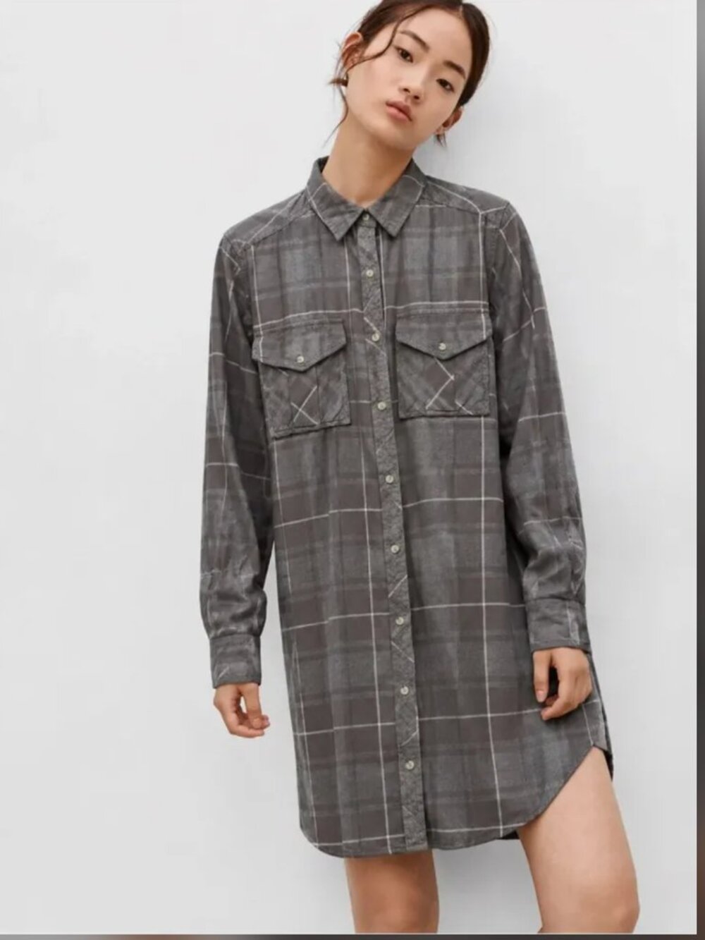 Aritzia Wilfred Free Size XS Veronika Plaid Shirt Dress
